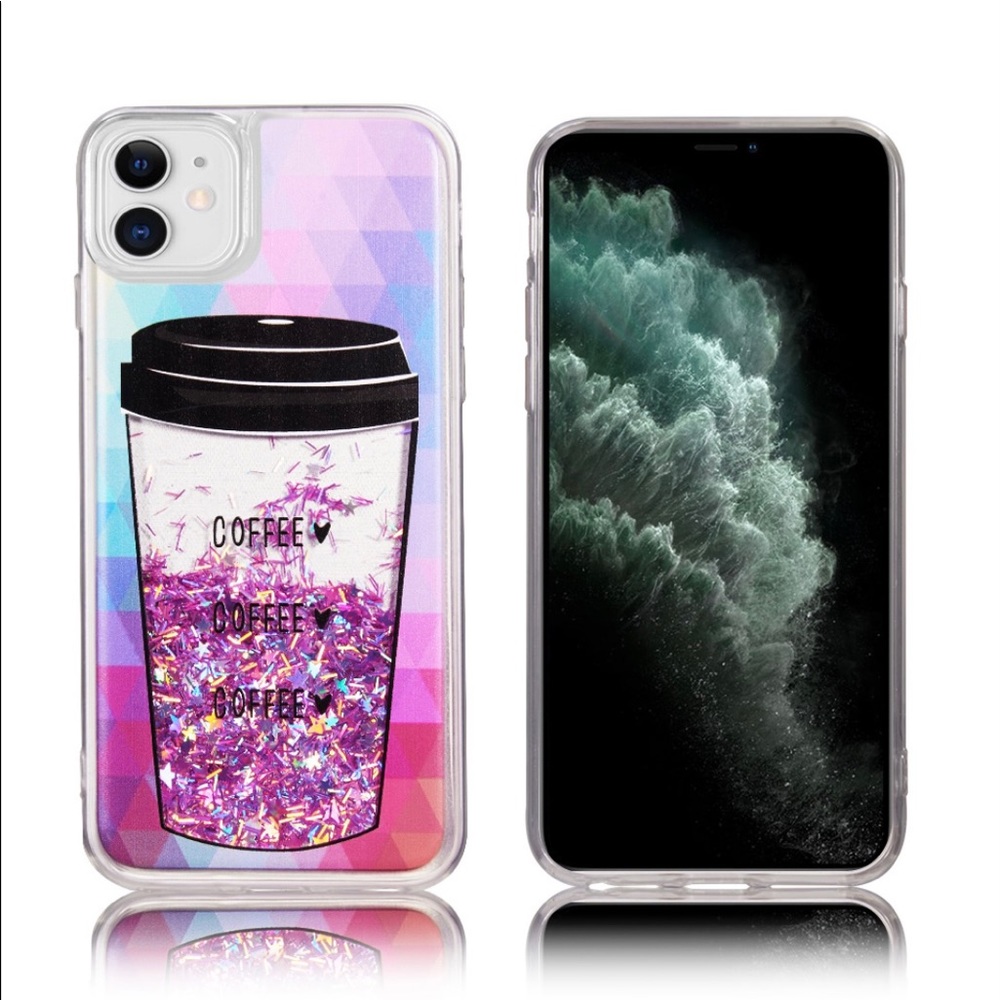 Pink Glitter Coffee Cup iPhone 11 Case